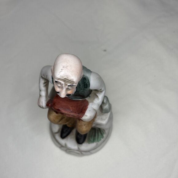 Vintage Collectible Porcelain Bald Old Man Seated with Music Box Hummel-like - Picture 6 of 6